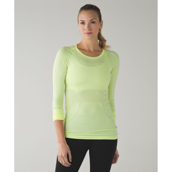 Lululemon Womens Shirt Green Swiftly Tech Long Sleeve Crew Neck Running Size 4 - Picture 1 of 10